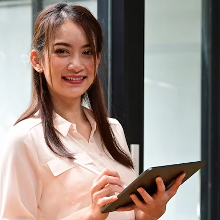 Professional with tablet